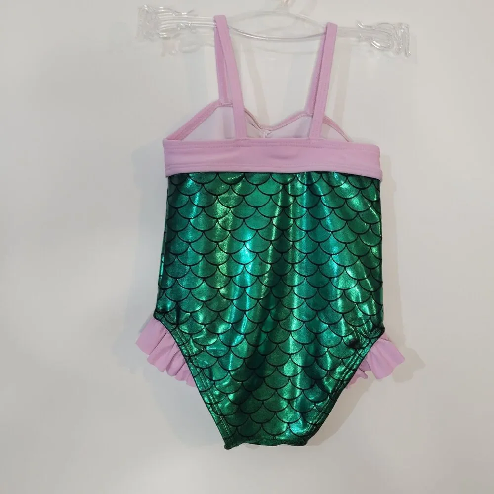 oshkosh baby girl mermaid‎ swimsuit pink and green size 12 months
